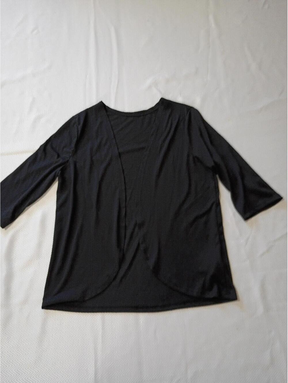 Black Open Front Cardigan with 3/4 Sleeves